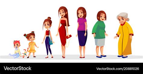 Woman Age Stages Cartoon Royalty Free Vector Image
