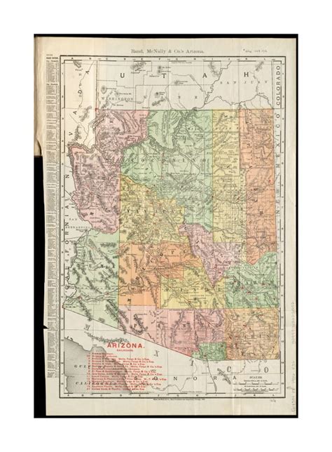 1906 Map Arizona Rand Mcnally And Cos Arizona Rand Mcnally And