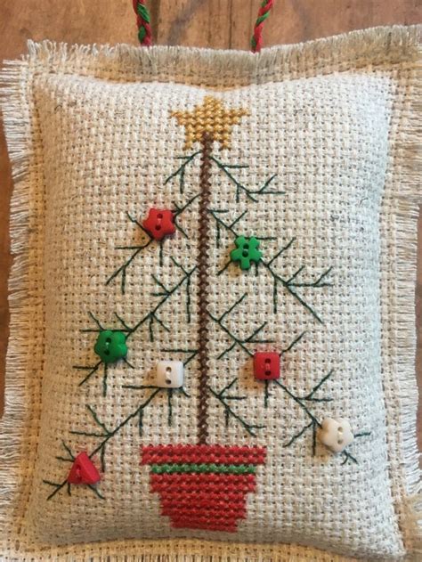 cross stitch button tree christmas ornament folk art tree etsy uk cross stitch christmas