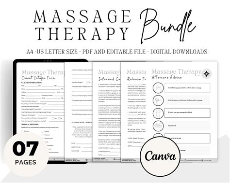 Editable Massage Therapy Forms Bundle Massage Intake Massage Consent Form Esthetician