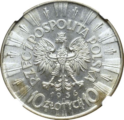 Ii Republic Of Poland 10 Zloty 1936 Pilsudski Ngc Ms64