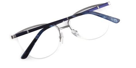modern chic browline semi rimless oval prescription eyeglasses online large metal frame for