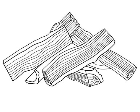 Firewood Vector Linear Picture For Coloring Outline Logs Cut Into