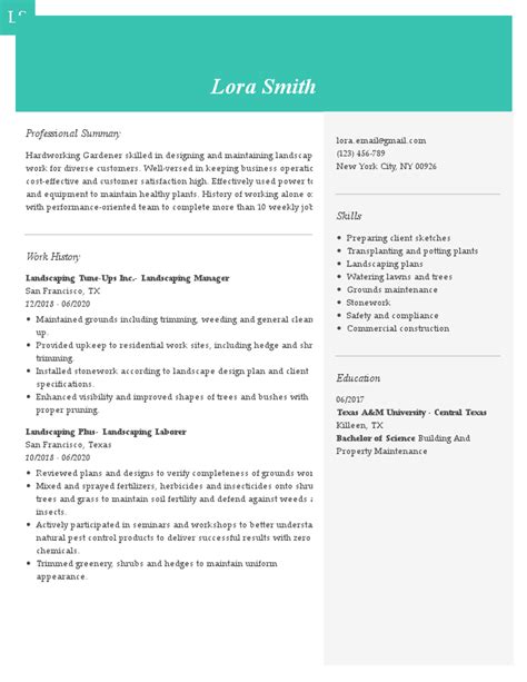 Lawn Care Worker Resume Examples And Samples For 2024
