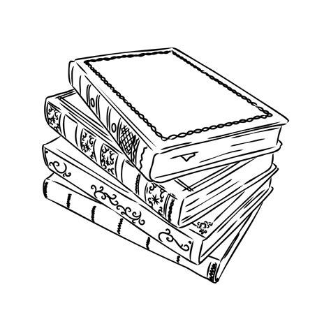 Pila De Libros Aislados En Blanco Ilustración De Vector De Boceto