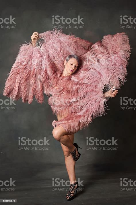Burlesque Dancer With Feather Fans Stock Photo Download Image Now