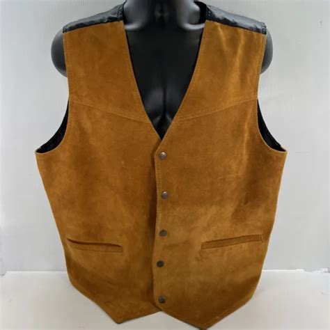 Roper Mens Brown Classic Cow Suede Leather Satin Back Western Vest 2xl