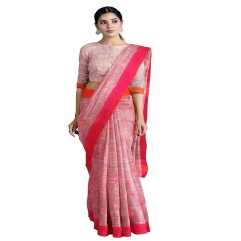 Buy Angoshobha Free Size Women Pink Printed Cotton Traditional Saree
