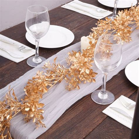 6 Ft Gold Leaf Garland Artificial Decorations Gold Branches Etsy