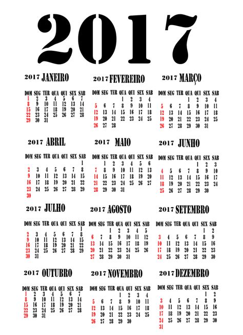 Calendario 2017 Para Imprimir Por Mes