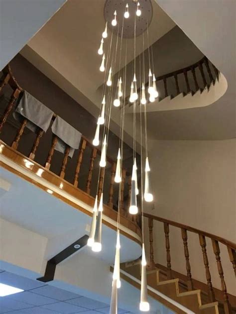 Modern Long Led Cone Pendant Lights For Stairwell Salon 15 35m Spiral