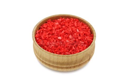 Red Coconut In Wooden Bowl Stock Image Image Of Chips 58302331
