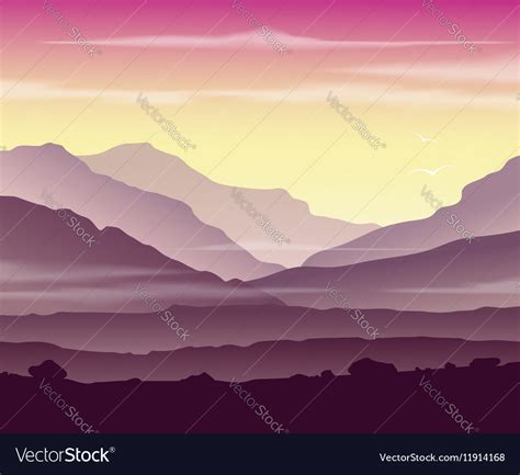 Mountain Landscape At Sunset Royalty Free Vector Image