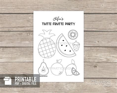 Twotti Frutti Birthday Coloring Page Tutti Frutti Printable Etsy Ireland