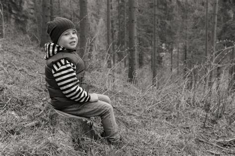 A Small Boy In The Woods Stock Image Image Of Beauty 55588409