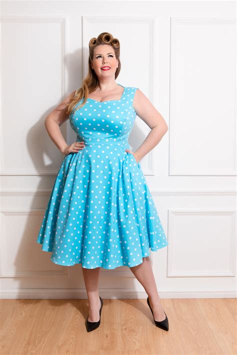 ruth polka dot swing dress in plus size hearts and roses london