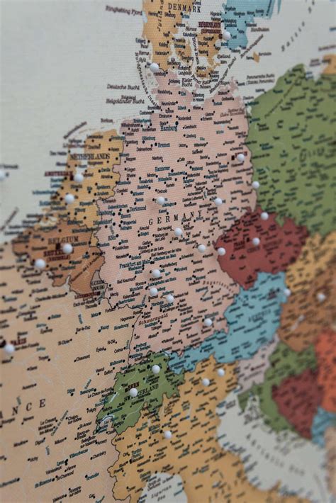 Europe Push Pin Map Colorful Detailed Push Pin Travel Maps