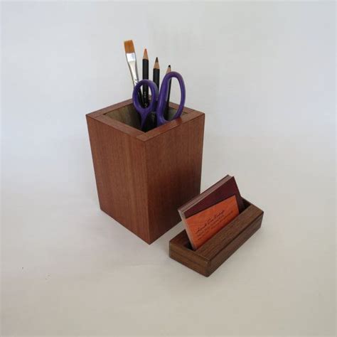 Executive Desk Organizer Set From Mahogany And Walnut Etsy Desk
