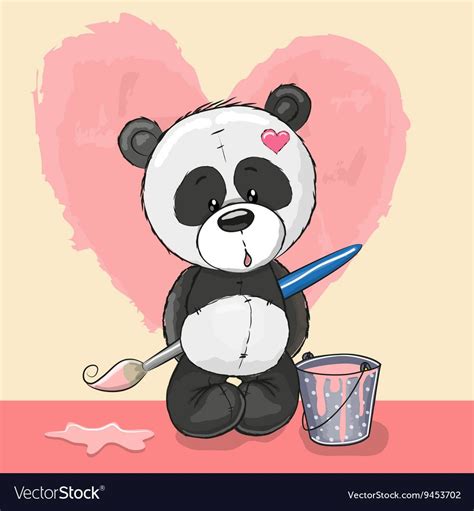 Artist Panda Royalty Free Vector Image Vectorstock Valentine