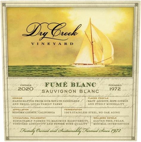 Dry Creek Vineyard 2020 Sauvignon Blanc Fumé Blanc Sonoma County