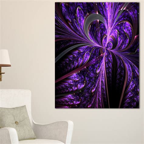 Embossed Dark Purple Floral Shapes Large Floral Wall Art Canvas As
