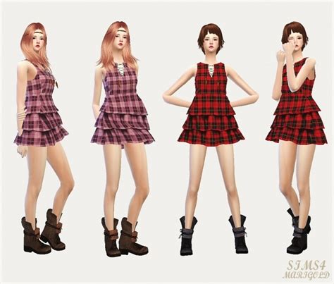 Checked Tiered Dress At Marigold Sims 4 Updates