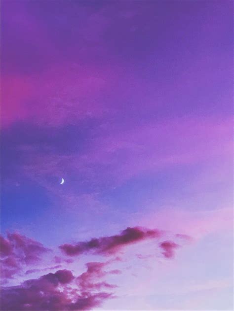 Aesthetic Sky Cotton Candy Pink Blue Purple Moon Clouds Background