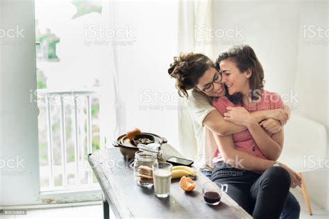 Lesbian Couple Together Indoors Concept Stock Photo Download Image