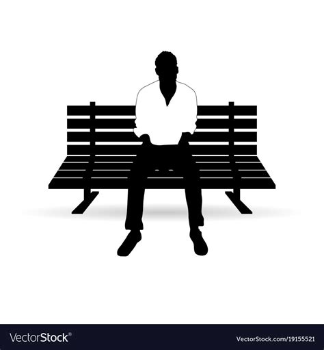 Man Silhouette Sitting On Bench Royalty Free Vector Image