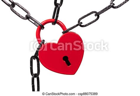 Lock Of Love Red Heart Lock And Chain Canstock