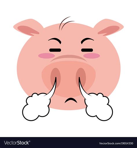 Angry Pig Emoji Kawaii Royalty Free Vector Image