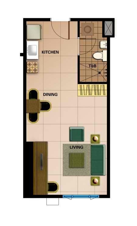 1 Bedroom Unit Layout Condominium Studio Apartment Floor Plans