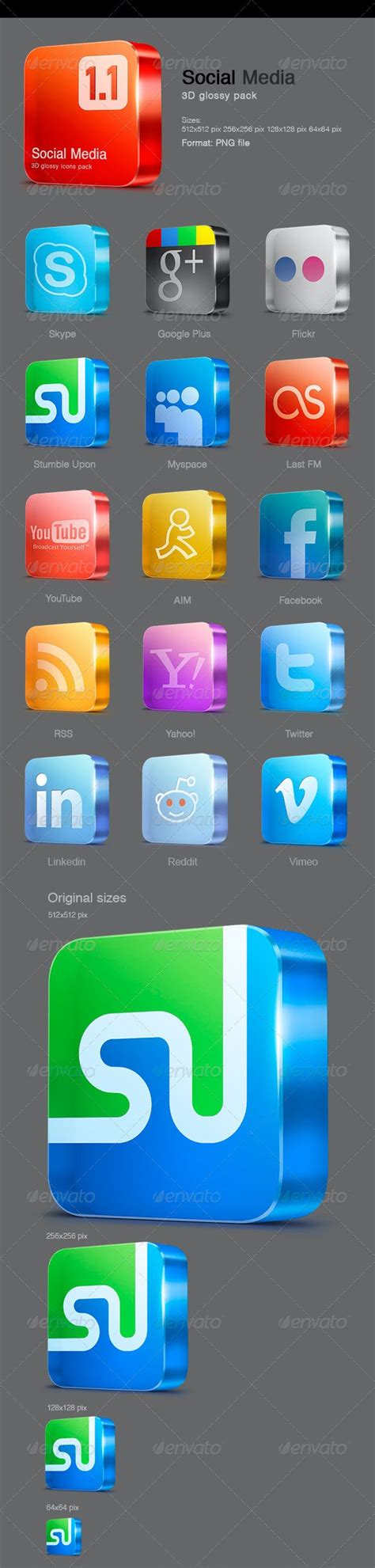 15 Glossy Social Media Icons V 11 By Tit0 Graphicriver