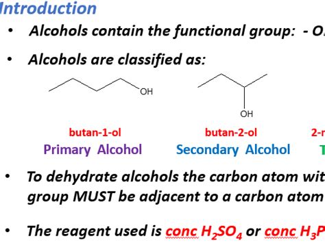 Asa2 Organic Chemistry Dehydration Of Alcohols Mechanism