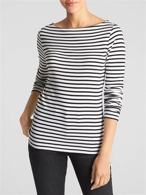 Favorite Stripe Boatneck T Shirt Striped Long Sleeve Shirt Women