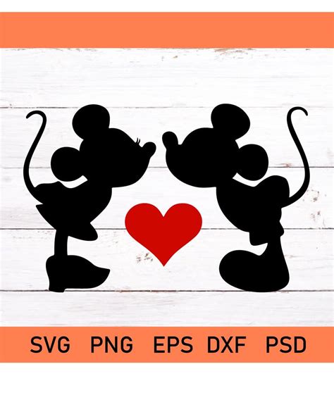 Mickey And Minnie Kissing Svg Disney Mickey Mouse Svg