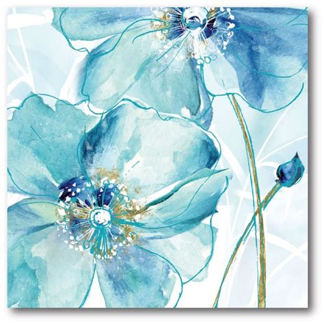 Courtside Market Light Blue Flower I Gallery Wrapped Canvas Wall Art 16 X 16 And Reviews