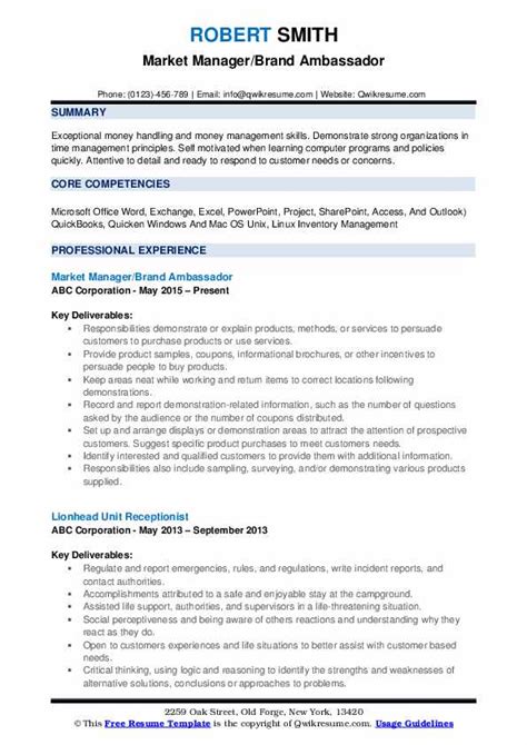 Maybe you would like to learn more about one of these? Brand Ambassador Resume Samples | QwikResume