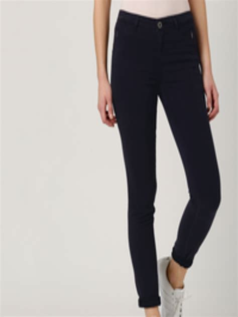 Buy Esprit Women Navy Solid Flat Front Trousers Trousers For Women