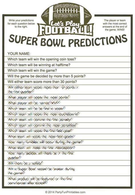 Super Bowl Worksheet