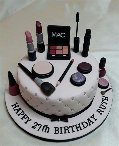Makeup cake with eyeshadows, lipsticks, nail polish and pearls all completely edible. Fondant makeup cake | cakes I made | Make up cake, Makeup birthday cakes, Cake