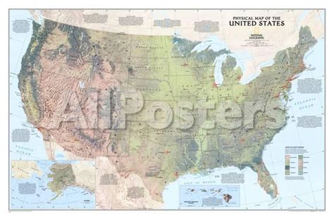 United States Physical Map Posters Map Poster