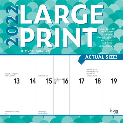 Large Print 2022 Wall Calendar All In One Photos