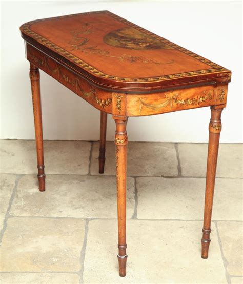 Painted kitchen tables for sale. Sheraton Satinwood Painted Card Table For Sale at 1stDibs