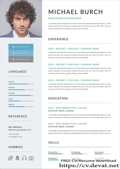 Free Professional Resume Template In Doc Pdf Format Cv Resume Download Share