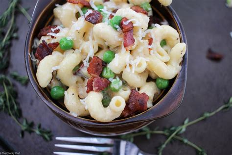 Creamy Mac And Cheese With Peas Bacon And Caramelized Onions 34 The