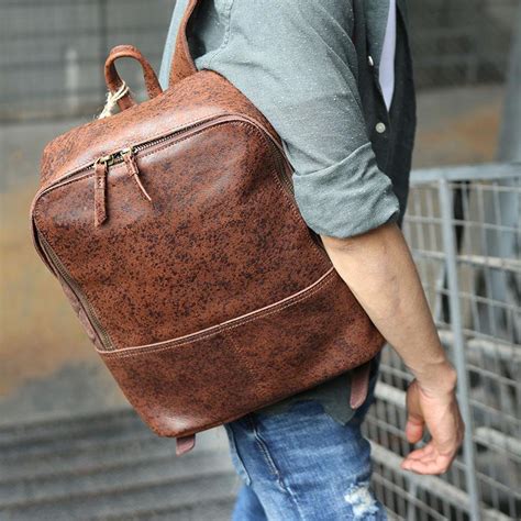 Cool Leather Mens Backpack Travel Backpack Vintage Laptop Backpack For