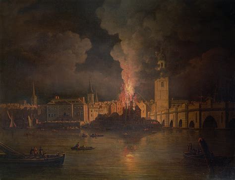 The Waterworks At London Bridge On Fire In 1779 Oil On Canvas