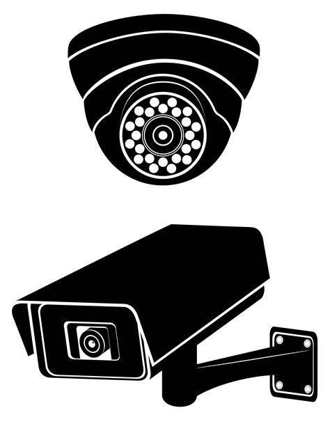 câmeras de vigilância preto silhueta vector illustration Vetor no Vecteezy