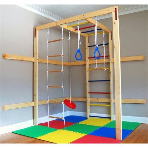 For newborns on up it works as a toy bar to hang toys from above and to the sides for baby to look at, hit at, kick at, and for older babies, to crawl through, pull on, and swing. Diy toddler jungle gym | 4Babies | Pinterest
